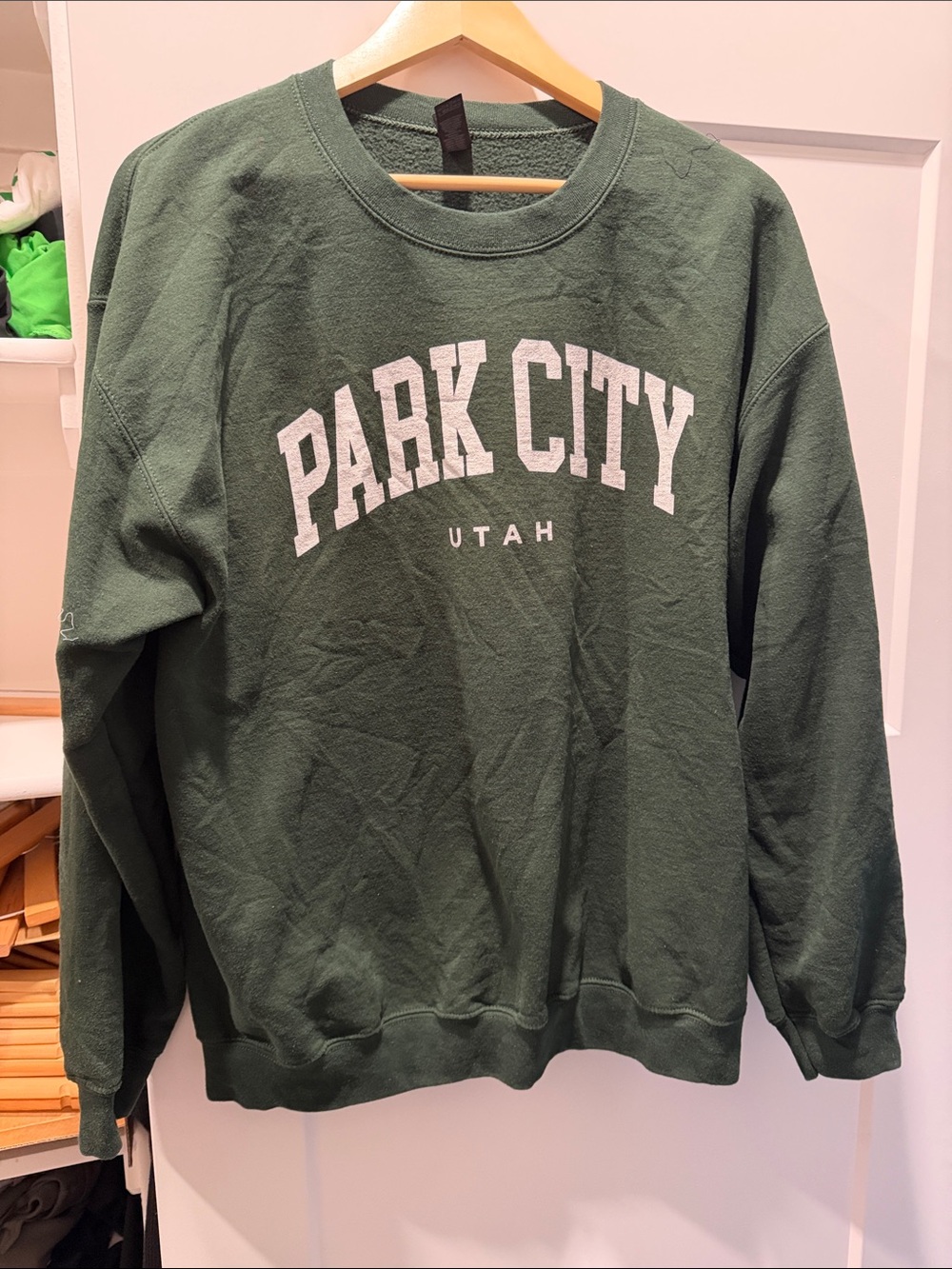 Gildan Dark Green Park City Utah Crewneck Sweatshirt